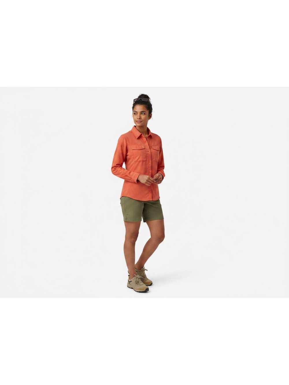 Patagonia Women's Long-Sleeved Self-Guided Sun Shirt, Rust Orange, Size 10